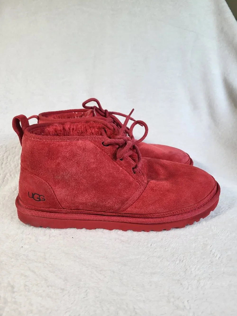 UGG NEUMEL Mid Top Casual Snow Boots Suede Red Fur Men's 11